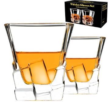 Photo 1 of 2 Pack PARACITY Whiskey Glasses Set of 2, 10 OZ Old Fashioned Cocktail Glass, Whiskey Glasses, Bourbon Glasses, Glasses for Scotch, Liquor Vodka, Bourbon, Whiskey Gifts for Men, Husband, Boyfriend
