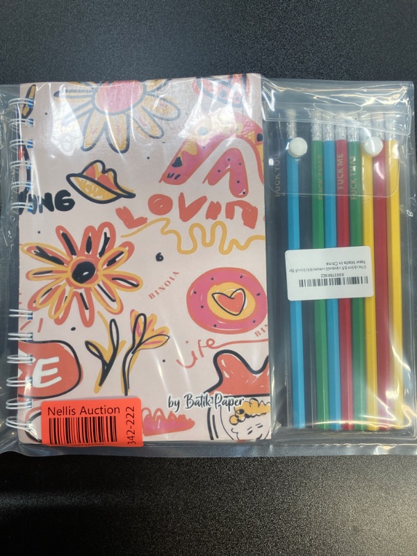 Photo 3 of Cuaderno Flores Notebook (One Notebook) With 10 Pencils Set with Motivational Quotes pencils for School/Office