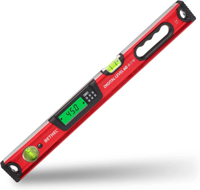 Photo 1 of BETHEL 24 inch Digital Magnetic Level, LCD Smart Display Torpedo Level Tool Electronic Level Tool and Protractor - Master Precision - IP54 Dustproof and Waterproof with Carrying Bag