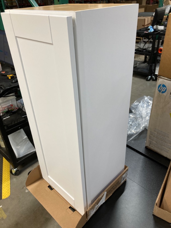 Photo 1 of Hampton Bay Shaker Assembled 15x36x12 in. Wall Kitchen Cabinet in Satin White
