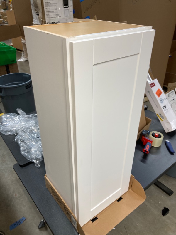 Photo 1 of Hampton Bay Shaker Assembled 15x36x12 in. Wall Kitchen Cabinet in Satin White