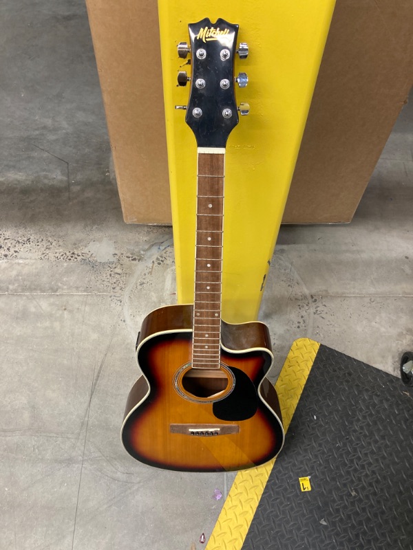 Photo 2 of Mitchell Acoustic Electric Guitar, Beginner Guitar, Includes Built-in Tuner and On-Board Volume and Tone Controls, Sunburst
