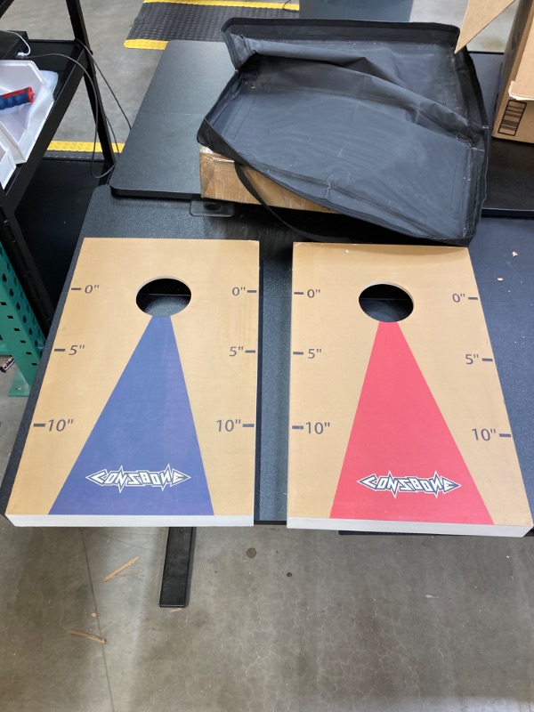 Photo 3 of KEANO Cornhole Board Set - 4'x2' or 2'x1' Game Boards Corn Hole Toss Game, Includes Carrying Case and 8 Bean Bags Perfect for Outdoor and Indoor Play Holiday Party Tailgate Size (2ft x 1ft)