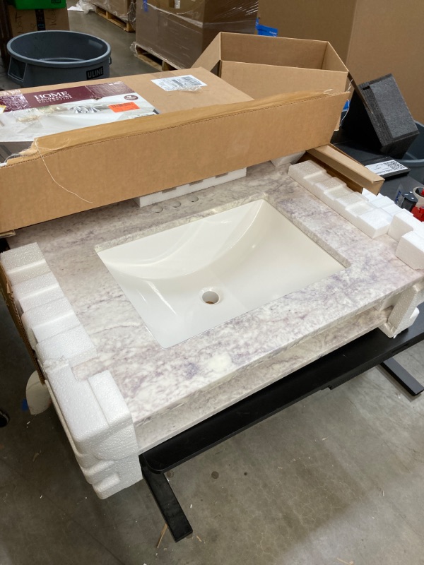 Photo 2 of 31 in. W Stone Effects Vanity Top in Winter Mist with White Sink