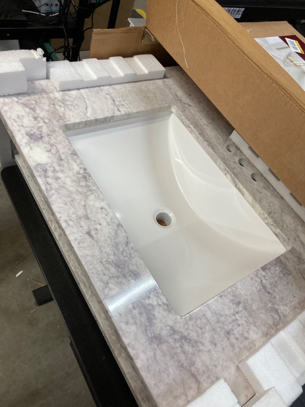 Photo 3 of 31 in. W Stone Effects Vanity Top in Winter Mist with White Sink