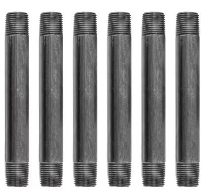 Photo 2 of 5 item Bundle
4 total 1/2 in. Black Malleable Iron 90 Degree FPT x FPT Elbow Fitting

PIPE DECOR
1/2 in. x 6 in. Black Industrial Steel Grey Plumbing Nipple (6-Pack)