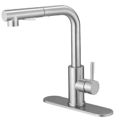 Photo 1 of BWE
Single Hole Single-Handle Pull Out Kitchen Faucet with Pull Down Sprayer with Deck Plate Utility in Brushed Nickel