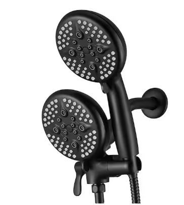 Photo 1 of ELLO&ALLO
24-Spray Patterns 5 in. Wall Mount Dual Shower Heads and Handheld Shower Head in Matte Black