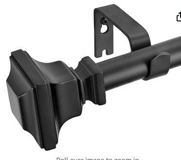 Photo 1 of ***(SEE NOTES)***  Industrial Curtain Rods, Matte Black Curtain Rods, Window Treatment Curtain Rod  Kitchen Curtain Pole with Square Finials, Rust-Resistant  Adjustable,Black
