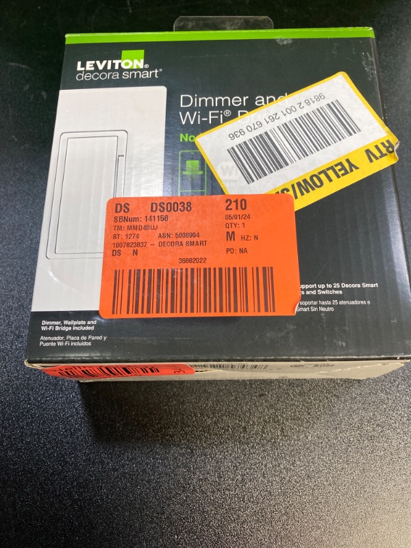 Photo 1 of Leviton Decora Smart No-Neutral Dimmer & Wi-Fi Bridge Kit for Older Homes Without a Neutral Wire Bridge + Dimmer