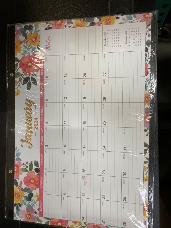 Photo 2 of 2024 Desk Calendar - Jan. 2024 - Dec. 2024, 2024 Calendar, 16.8" x 12", 12 Monthly Calendar, Desk Calendar with 2 Corner Protectors, Thick Paper, Large ruled Blocks - Floral