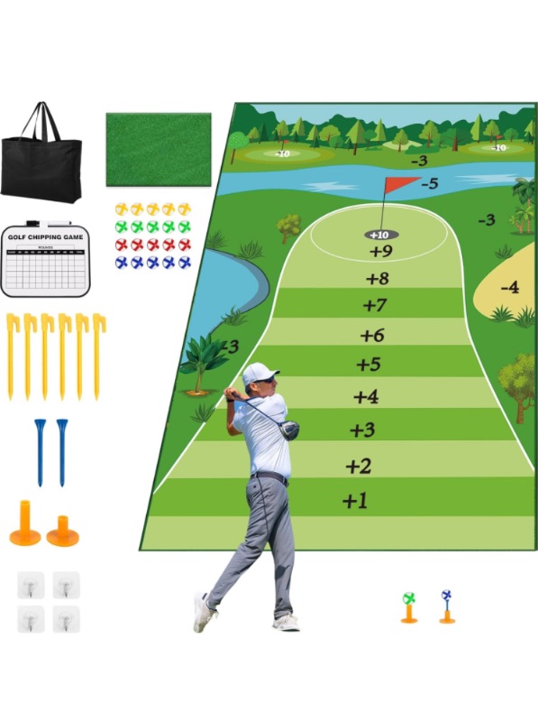 Photo 1 of Golf Chipping Game 6x4 Ft Battle Royale Golf Game Indoor Outdoor Golf Game Set Game Mats Velcro Golf Chipping Game