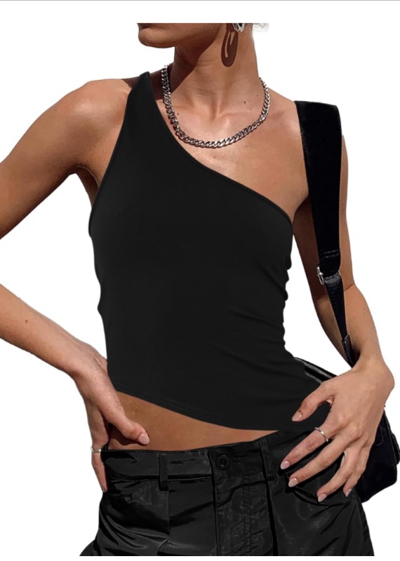 Photo 1 of SOFIA'S CHOICE Women's Sleeveless Asymmetrical Tank Top Shirt Sexy One Shoulder Crop Top. XS Size