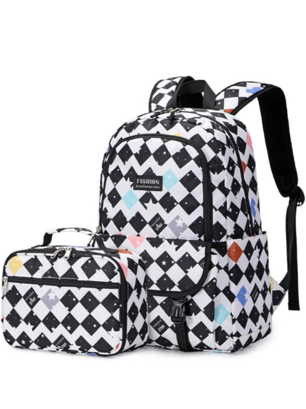 Photo 1 of Backpack for Women with Lunch Box 2pcs Set Checkered 