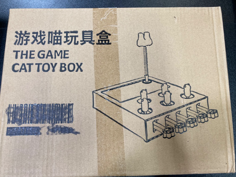 Photo 2 of Cat Toy Puzzle Box, Interactive Cat Game Box Claw Grinding with Cat Teasing Stick for Pet Toy