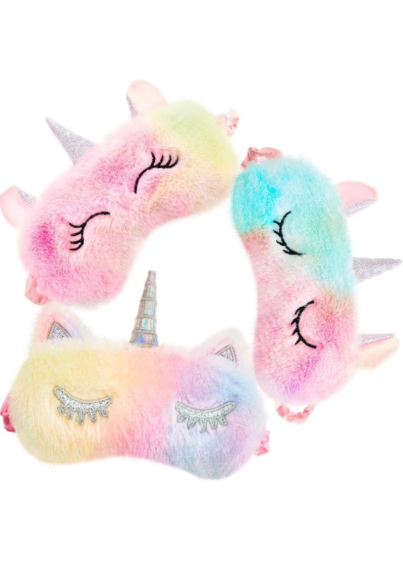 Photo 1 of 3 Pieces Plush Sleeping Eye Cover Bunny Eye Blindfold Cat Sleep Eye Cover Unicorn Sleeping Eye Shade Soft Funny for Kids Girls and Adult Travel (Unicorn Style) BUNDLE OF 3