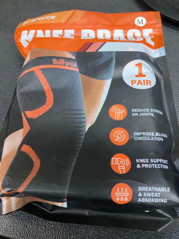 Photo 2 of ****BUNDLE PACK OF 2**** Knee Brace (2 Pack), Knee Compression Sleeve for Knee Pain, Knee Braces for Knee Pain Women & Men, Sports Knee Pads, Knee Sleeve for Meniscus Tear, ACL, Arthritis Pain Relief, Orange Medium Orange