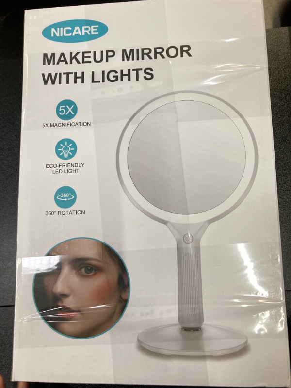 Photo 2 of ****BUNDLE PACK OF 2**** NICARE Makeup Mirror, Vanity Mirror with Lights, 1X/ 5X Magnifying & Lighted with 3 Colors, Magnetic Base, 360 Degree Rotation, LED Travel Makeup Mirrors, Cosmetic Mirror, Idea Gifts for Women