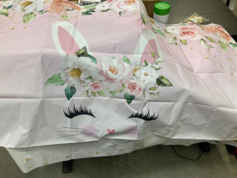 Photo 1 of Avezano 7x5ft Some Bunny is Turning One Backdrop Spring Easter Bunny Birthday Baby Shower Background Vinyl Spring Flower Bunny Rabbit Baby Shower Birthday Backdrops Decorations