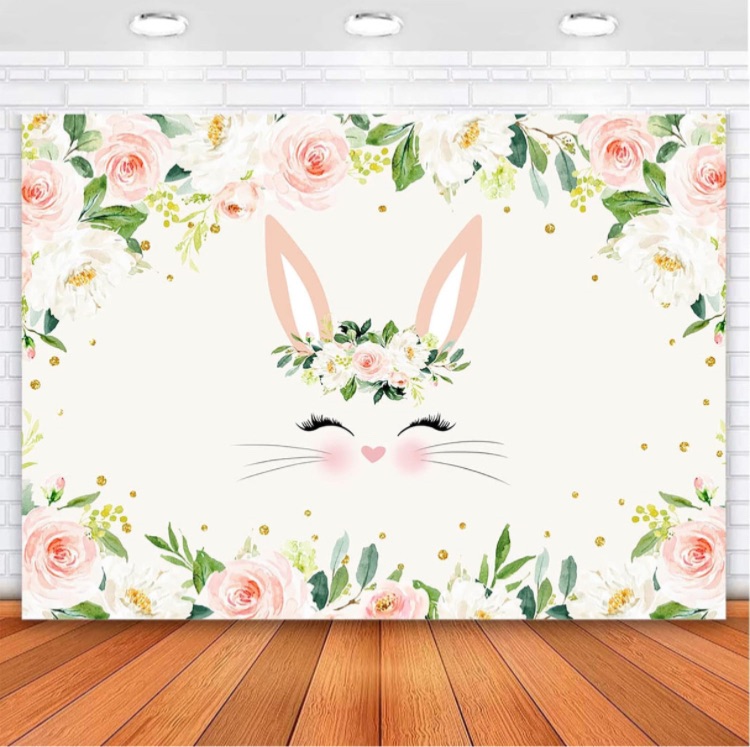 Photo 1 of Avezano 7x5ft Some Bunny is Turning One Backdrop Spring Easter Bunny Birthday Baby Shower Background Vinyl Spring Flower Bunny Rabbit Baby Shower Birthday Backdrops Decorations