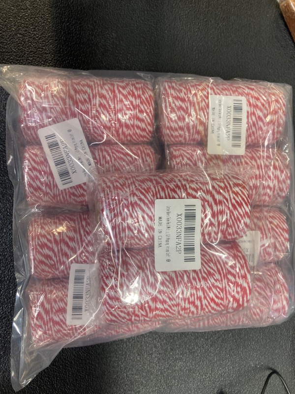 Photo 3 of 5 Cotton Bakers Twine Red & White, 1312 Feet/400 m Packing String Durable Rope Perfect for Ribbon, Decoration, Tying Cake, Pastry Boxes, DIY Crafts, Gift Wrapping, Art and Craft