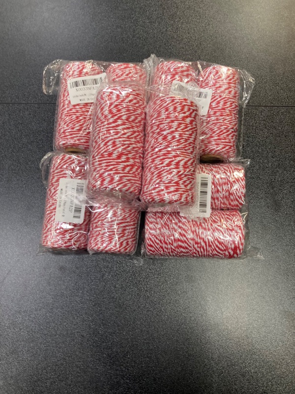 Photo 2 of 5 Cotton Bakers Twine Red & White, 1312 Feet/400 m Packing String Durable Rope Perfect for Ribbon, Decoration, Tying Cake, Pastry Boxes, DIY Crafts, Gift Wrapping, Art and Craft