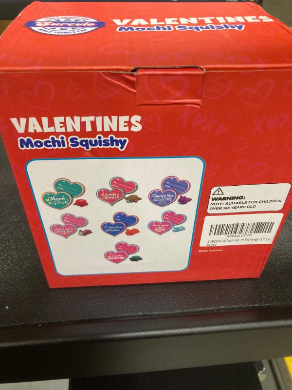 Photo 1 of SURCVIO 28 Pack Valentines Day Gifts for Kids, Mochi Squishies Party Favor Set with Filled Hearts and Valentines Greeting Cards, Valentine's Day School Prize Party Favor, Classroom Exchange Gift Set Style 1