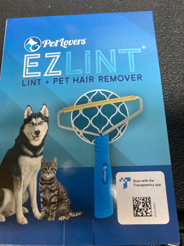 Photo 3 of  ****BUNDLE PACK OF 2****Pet Lovers EzLint Pet Hair Remover - Reusable Dog and Cat Fur Removal Tool, Portable Carpet Scraper & Rake for Couches, Furniture, Rugs, Mats, and Clothes Blue