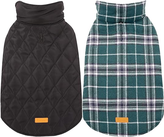 Photo 1 of *****BUNDLE PACK OF 2****Warm Dog Coat, Reversible Waterproof Winter Dog Jacket Coat - British Style Plaid Dog Clothes Vest Brown X-Small (Pack of 1)