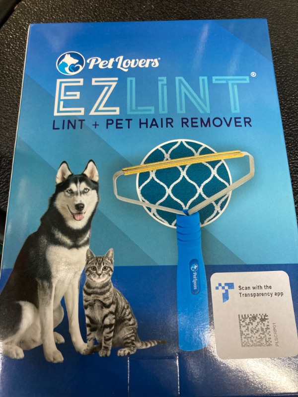 Photo 3 of ****BUNDLE PACK OF 2**** PetLovers EzLint Pet Hair Remover - Reusable Dog and Cat Fur Removal Tool, Portable Carpet Scraper & Rake for Couches, Furniture, Rugs, Mats, and Clothes Blue