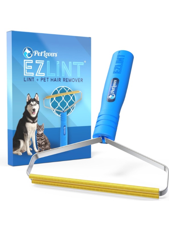 Photo 1 of ****BUNDLE PACK OF 2**** PetLovers EzLint Pet Hair Remover - Reusable Dog and Cat Fur Removal Tool, Portable Carpet Scraper & Rake for Couches, Furniture, Rugs, Mats, and Clothes Blue