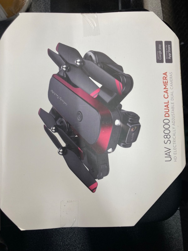 Photo 2 of S8000 Drone with 90° electrically adjustable 4k Camera for Kids and Adults - FPV Live Video Quadcopter equipped with 2 Batteries for up to 40 minutes of flight time - Long range distance up to 300m - 360° flip - Follow me - Auto return - One key take off/