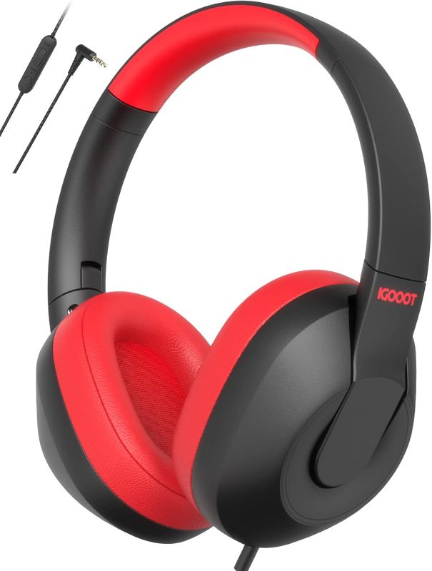 Photo 1 of *****BUNDLE PACK OF 2****igooot Kids Headphones Wired,Most Comfortable Over Ear Children Headphones with Microphone,Adjustable,Volume Limiter 85/94dB,for School/Plane/Switch/Amazon-fire-Tablet/ipad,3.5mm Jack,Black&Red.