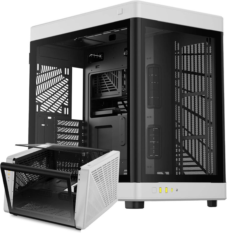 Photo 1 of GAMDIAS RGB Dual-Chamber Panoramic Tempered Glass Computer Case with Modular Orientaton and One-Touch Open, Computer Case Full Tower for Gaming