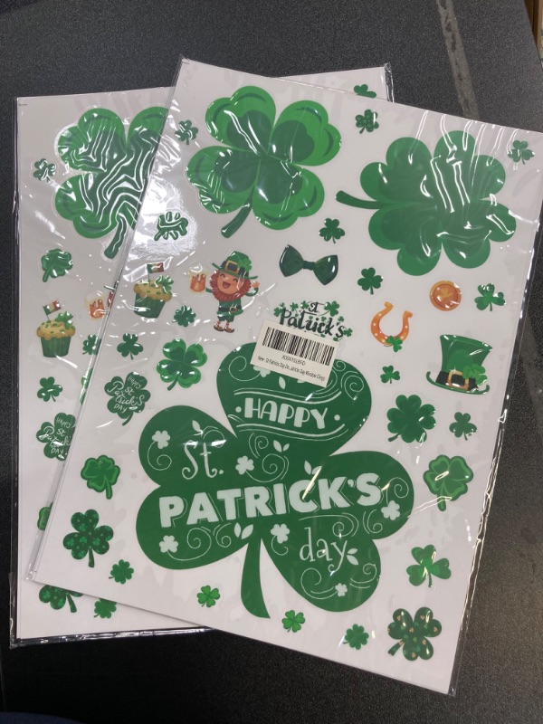 Photo 1 of 2 Pack St Patricks Day Decorations - 272 PCS St Patricks Day Window Clings - Shamrock Stickers for Glass Reusable Static Spring Shamrock Decorations | St Patricks Day Decor