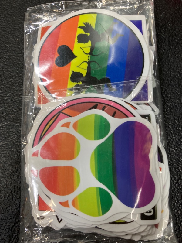 Photo 2 of 100PCS Pride Stickers Gay Stickers Gay Pride LGBT LGBTQ Rainbow Stickers Bulk Pack, Pride Stuff Decorations Gay Pride LGBTQ Accessories Gifts for Women Men