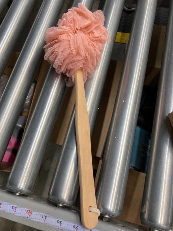 Photo 2 of 3 Loofahs on A Stick Back Scrubber for Bath Sponge with Long Handle Loofah Bath Body Brush Back Washer for Men and Women Long Handled Shower Sponge for Exfoliating (Pink)