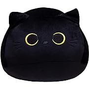 Photo 1 of 10'' Cute Black Cat Plush Toys, Soft Cat Pillow Squishy Plushies, Cat Stuffed Animals Kawaii Plush Toys Home Decoration Gift for Cat Lovers Kids Boys Girls (Black, 10 Inch)