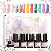 Photo 1 of Kredioo Gel Nail Polish 12 Colors Kit Nude Pink Glitter Milky White Pastel Yellow Purple Spring Summer Nails Art Polishes Set Professional UV Cured Gels Salon Quality Manicure Long Lasting-Crisp