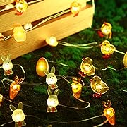 Photo 1 of 4 Pcs Easter Decoration Lights 13ft 40 LEDs Bunny Carrot String Lights Battery Operated, Easter Eggs Chick Fairy Lights with 8 Modes for Home Indoor Outdoor Easter Basket Table Party