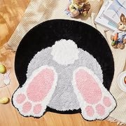 Photo 1 of Easter Bunny Tail Bathroom Rug Spring Bathroom Decor Rabbit Indoor Rug Decorative Entrance Bathroom Floor Mat Non Slip Washable Rug for Easter Home Decoration 25 x 25 inch