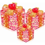 Photo 1 of Timer & 8 Modes ] 3 Pack Red Valentines Gift Boxes Decor Lighted with 3D Hearts Battery Operated 60 LED Lights Outdoor Indoor Home Bedroom Party Wedding Valentines Decor (7"-6"-5")