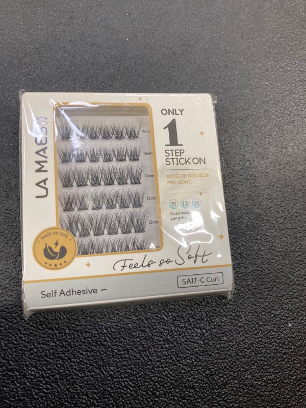Photo 1 of LA MAESII Self Adhesive Eyelashes No GLue Lash Clusters Natural look, C Curl DIY Lashes Clusters Extension Only 1 Step, No Sticky Residue, Easy to Apply,30pcs(SA39 C Curl,11-15mm)