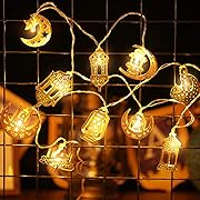 Photo 1 of 
Eid Al Adha Decorations String Lights, Eid Moon Star Kerosene Lantern Lamp, Battery Operated for Ramadan Outdoor Home Decoration Party Supplies (2 Pack,6.56.