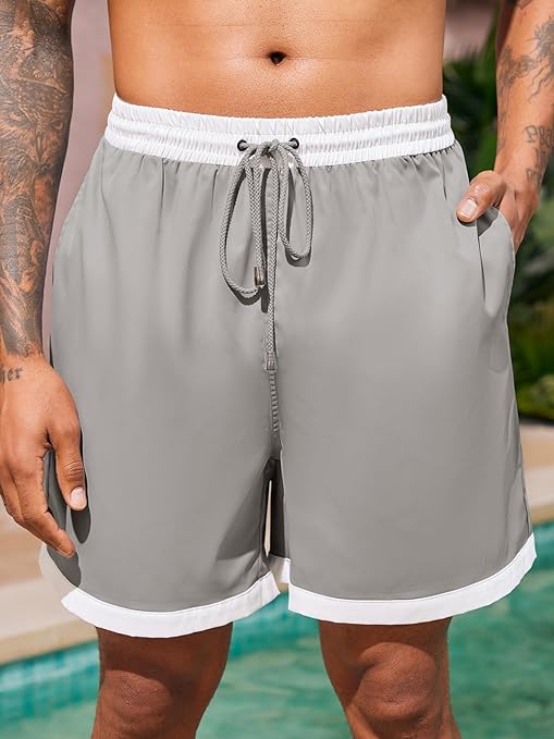 Photo 1 of PASLTER Mens Swim Trunks Quick Dry Beach Shorts Swimwear Drawstring Bathing Suit