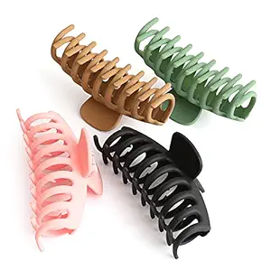 Photo 1 of Hair Claw Clips, Large Big Nonslip Hair Clips, Strong Hold Matte Hair Clamps, Hair Jaw Clips for Women Girls Thick Thin Long Hair, 4.33inch 8 Pack 4 Colors 