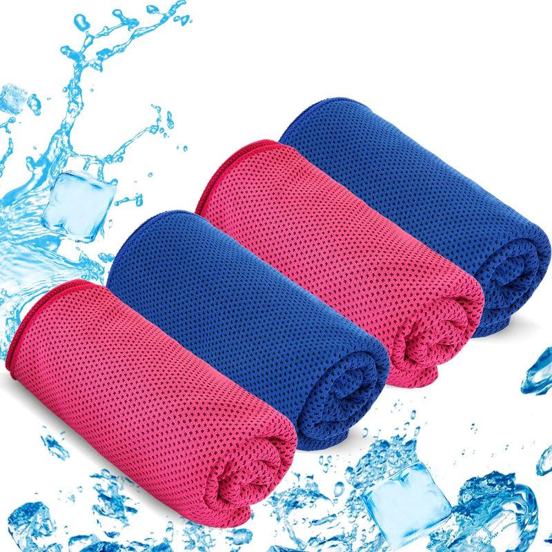 Photo 1 of AovYoo 4 Pack Cooling Towel (43"x12") Ice Towel for Neck, Microfiber Cool Towel, Soft Breathable Chilly Towel for Yoga, Sports, Golf, Gym, Camping, Running, Fitness, Workout More Activities