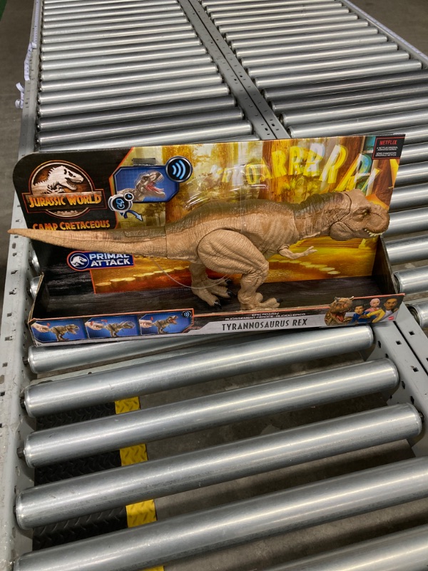 Photo 2 of Jurassic World Epic Roarin’ Tyrannosaurus Rex Large Action Figure with Primal Attack Feature, Sound, Realistic Shaking, Movable Joints; Ages 4 Years & Up