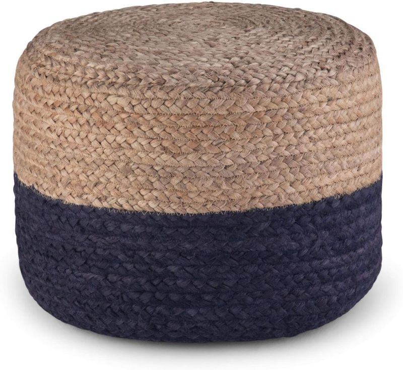 Photo 1 of ** Not Exact Photo** The Knitted Co. Jute Pouf Ottoman | Footrest Pouf | Hand Braided - Round Boho Pouffe - for Living Room, Bedroom, Nursery (20"x20"x10") Grey Grey 20"x20"x10"