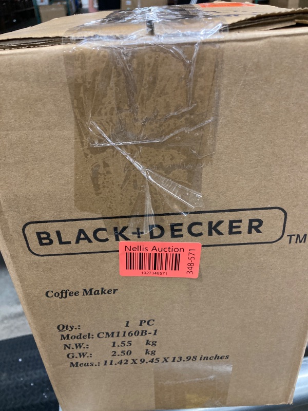 Photo 4 of ** missing parts**Black+Decker CM1160B 12-Cup Programmable Coffee Maker, Black/Stainless Steel